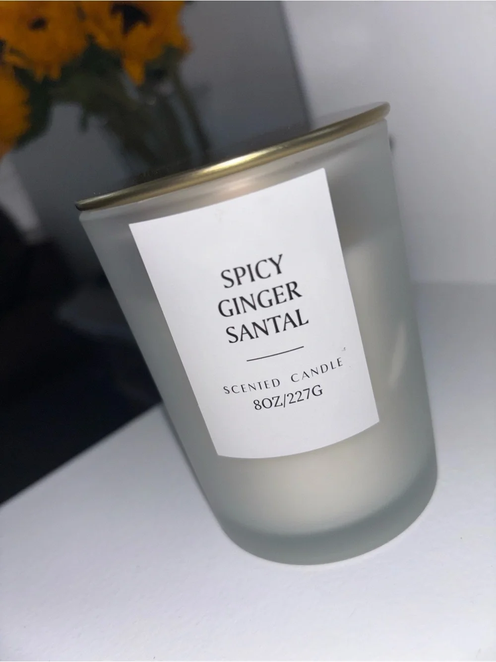 Spicy Ginger Santal Frosted Glass Candle Cozy Home Decor